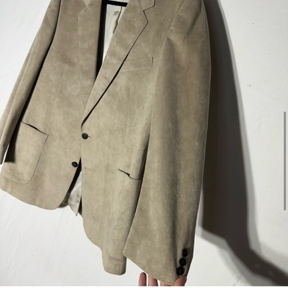 Vintage Hyde Park Tan Faux Suede Blazer 44R - Picture 7 of 14
